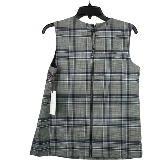 Lewit Blue Sleeveless Wool Plaid Shell Tank Small - Picture 4 of 6